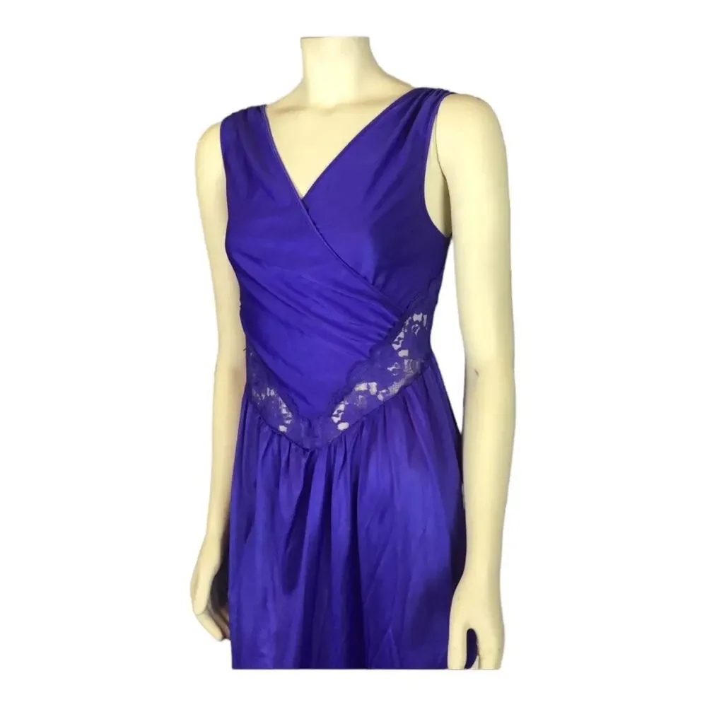 Vintage Undercover Wear Purple Lacy Nightgown Slip Dress USA made size small